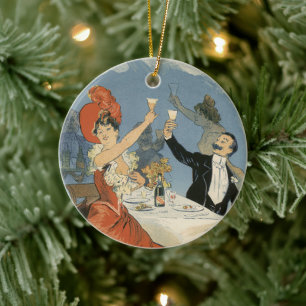 Vintage Art Nouveau, Taverne Olympia Restaurant Ceramic Tree Decoration