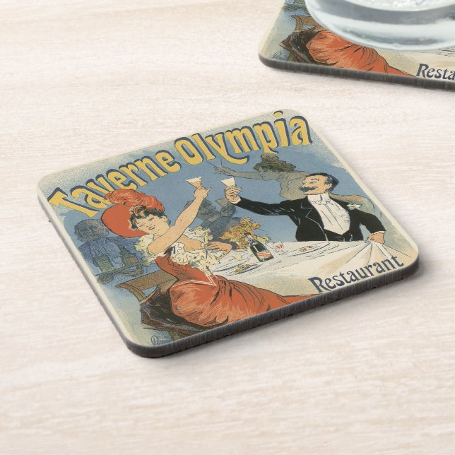 Vintage Art Nouveau, Taverne Olympia Restaurant Coaster (Left Side)