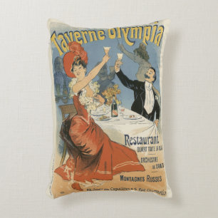 Vintage Art Nouveau, Taverne Olympia Restaurant Decorative Cushion