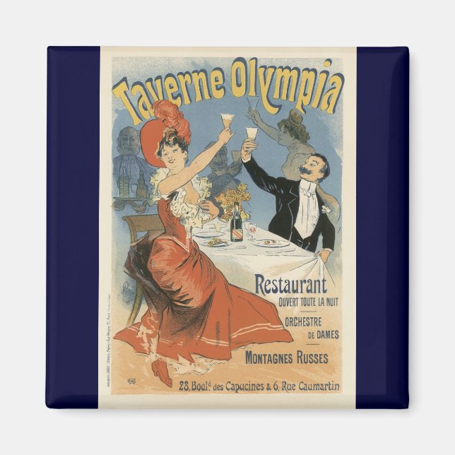 Vintage Art Nouveau, Taverne Olympia Restaurant Magnet (Front)