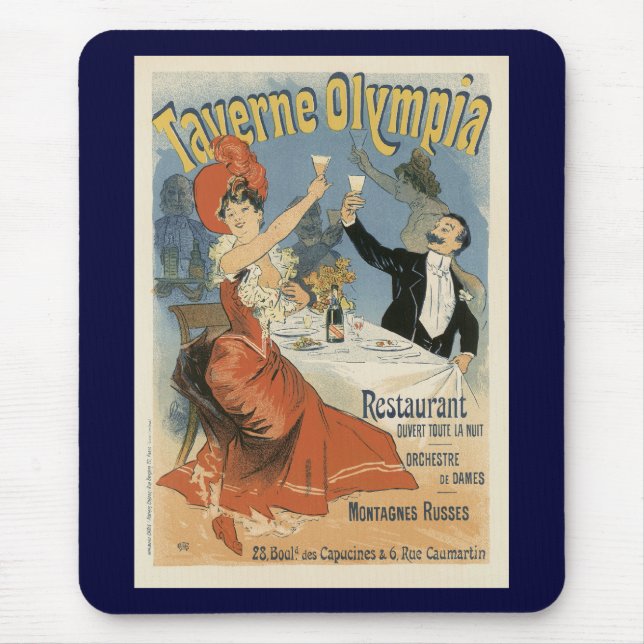 Vintage Art Nouveau, Taverne Olympia Restaurant Mouse Mat (Front)