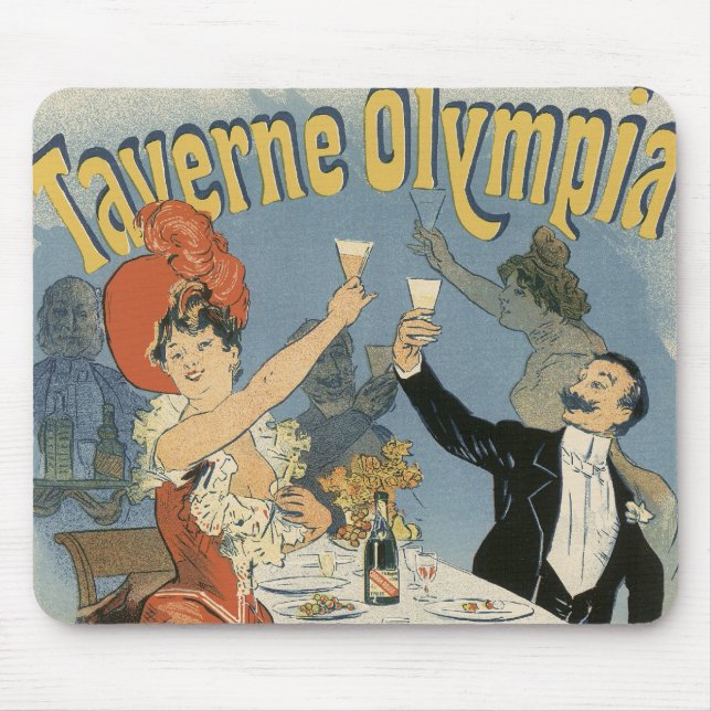 Vintage Art Nouveau, Taverne Olympia Restaurant Mouse Mat (Front)
