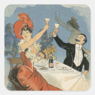 Vintage Art Nouveau, Taverne Olympia Restaurant Square Sticker