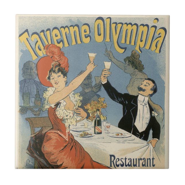 Vintage Art Nouveau, Taverne Olympia Restaurant Tile (Front)