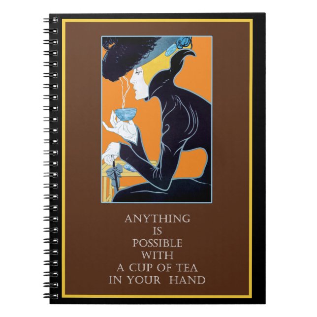 Vintage Art Nouveau Tea Quote Notebook (Front)