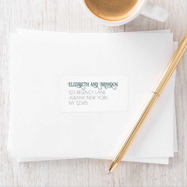 Vintage Art Nouveau Teal Reply Card Address Label (Insitu)