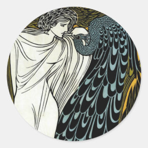 Vintage Art Nouveau, The Kiss by William Bradley Classic Round Sticker