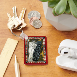 Vintage Art Nouveau, The Kiss by William Bradley Key Ring