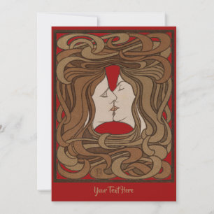 Vintage Art Nouveau The Kiss Holiday Card