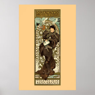Vintage Art Nouveau theatre ad by Mucha Poster