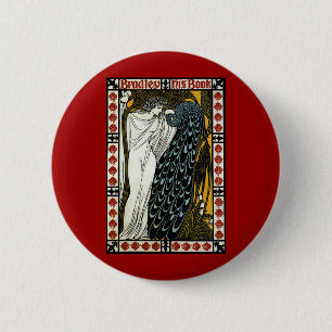 Vintage Art Nouveau This Kiss, Woman with Peacock 6 Cm Round Badge