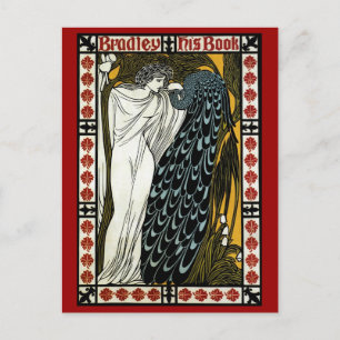 Vintage Art Nouveau This Kiss, Woman with Peacock Postcard