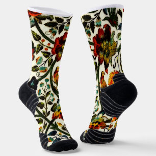 Vintage Art Nouveau Thistles Cicadas Pattern Socks