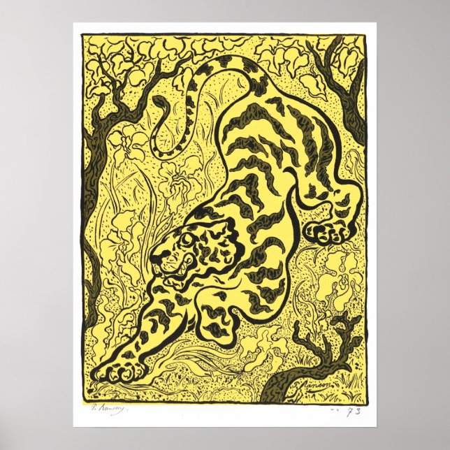 Vintage Art Nouveau Tiger In The Jungle Poster (Front)