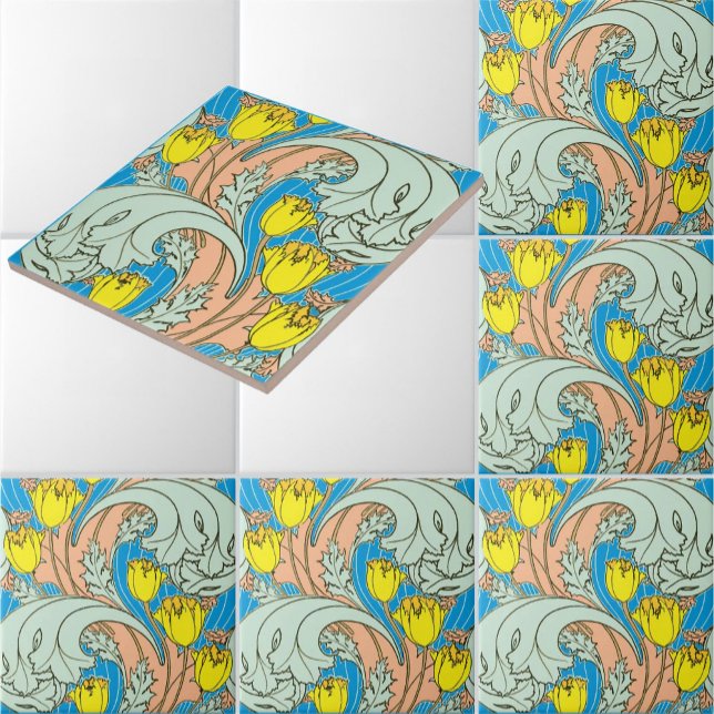 Vintage Art Nouveau Tulip Pattern Tile (Creator Uploaded)