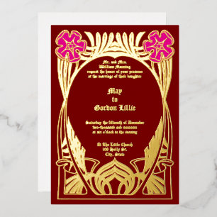 Vintage Art Nouveau Two Flowers Foliage Frame