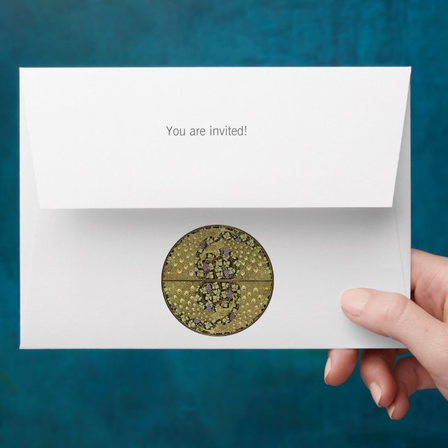 Vintage Art Nouveau Vineyard Peacock Envelopes (Hand)