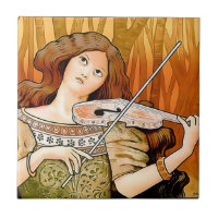 Vintage Art Nouveau Violin Poster | Elegant Music