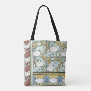 Vintage Art Nouveau, Waterlily Garden Flowers Tote Bag