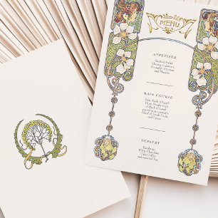 Vintage Art Nouveau Wedding Cuisine Menu Card