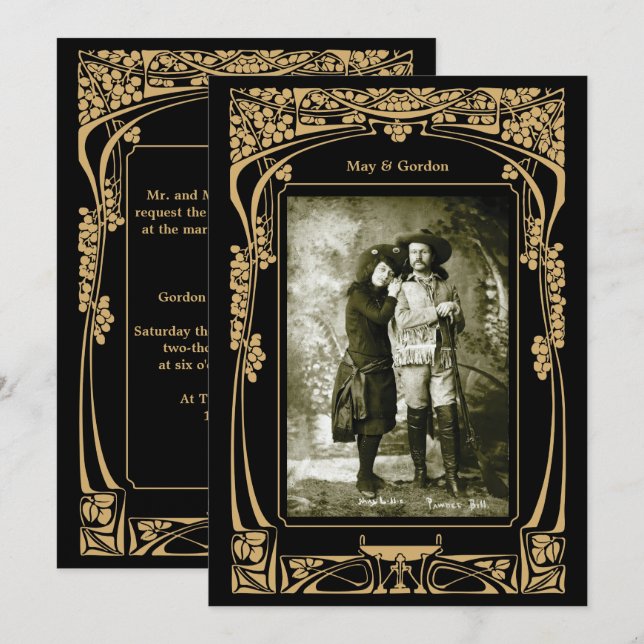Vintage Art Nouveau Wedding Invitation (Front/Back)