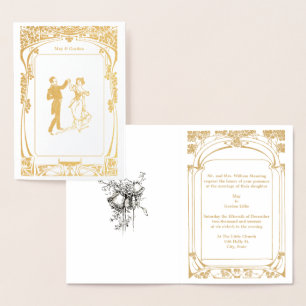 Vintage Art Nouveau Wedding Invitation Template