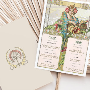 Vintage Art Nouveau Wedding Menu & Drinks Card