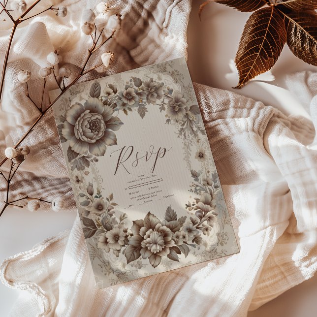 Vintage Art Nouveau Wedding RSVP Card (Creator Uploaded)