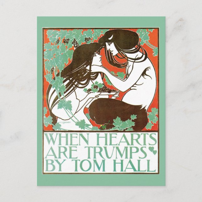 Vintage Art Nouveau, when hearts are trumps Postcard (Front)