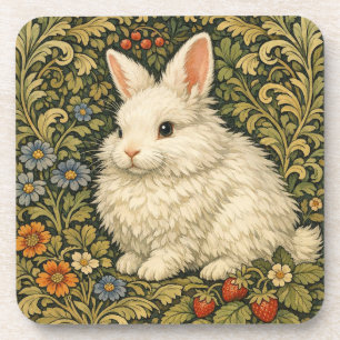 Vintage art nouveau white rabbit coaster