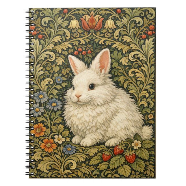 Vintage art nouveau white rabbit  notebook (Front)