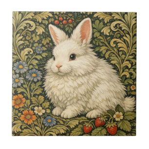 Vintage art nouveau white rabbit  tile