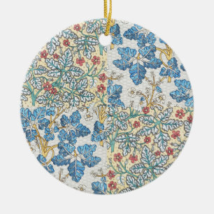 Vintage Art Nouveau Wild Geranium Floral Pattern Ceramic Tree Decoration
