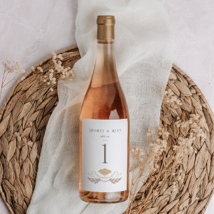 Vintage Art Nouveau Wine Bottle Table Number Label