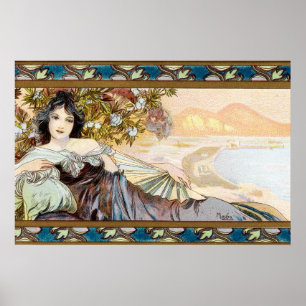 Vintage Art Nouveau Woman by Alphonse Mucha Poster