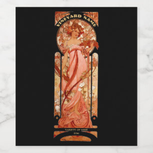 Vintage Art Nouveau Woman by Alphonse Mucha Wine Label