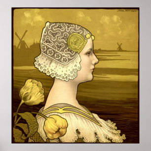 Vintage Art Nouveau Woman by Paul Berthon Poster