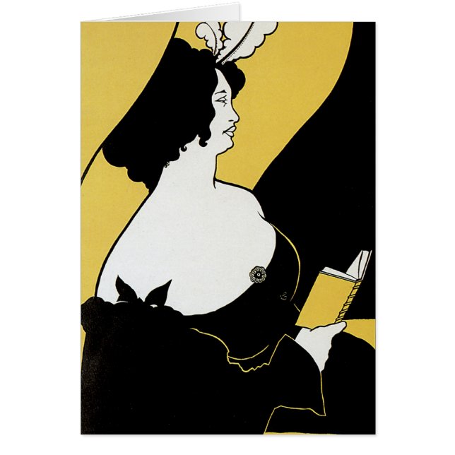 Vintage Art Nouveau, Woman Reading a Yellow Book (Front)