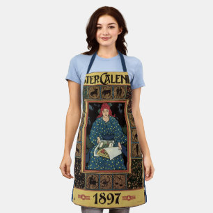 Vintage Art Nouveau, Woman Reading Astrology Book Apron