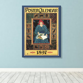 Vintage Art Nouveau, Woman Reading Astrology Book Canvas Print
