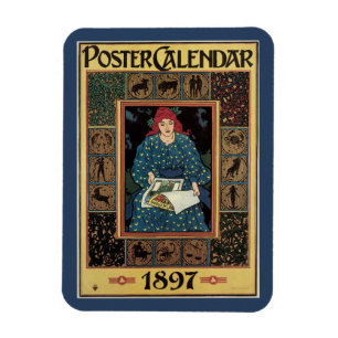 Vintage Art Nouveau, Woman Reading Astrology Book Magnet