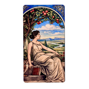 Vintage Art Nouveau Woman Reading Under Tree