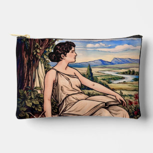 Vintage Art Nouveau Woman Reading Under Tree Accessory Pouch