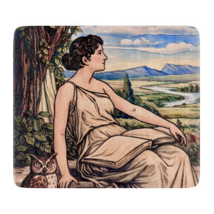 Vintage Art Nouveau Woman Reading Under Tree Cutting Board