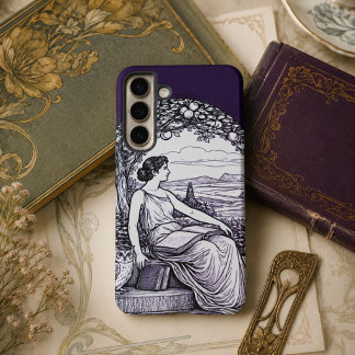 Vintage Art Nouveau Woman Reading Under Tree Samsung Galaxy Case