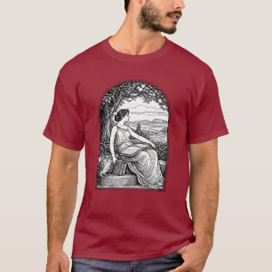 Vintage Art Nouveau Woman Reading Under Tree T-Shirt