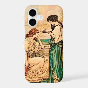 Vintage Art Nouveau Women Reading by the Sea