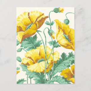 Vintage Art Nouveau Yellow Poppies Postcard