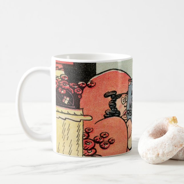 Vintage “Art of Mind Reading” Cartoon Coffee Mug (With Donut)