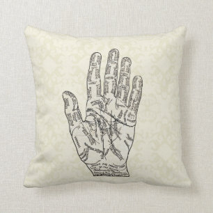 Vintage Art Palmistry and Phrenology diagrams Cushion